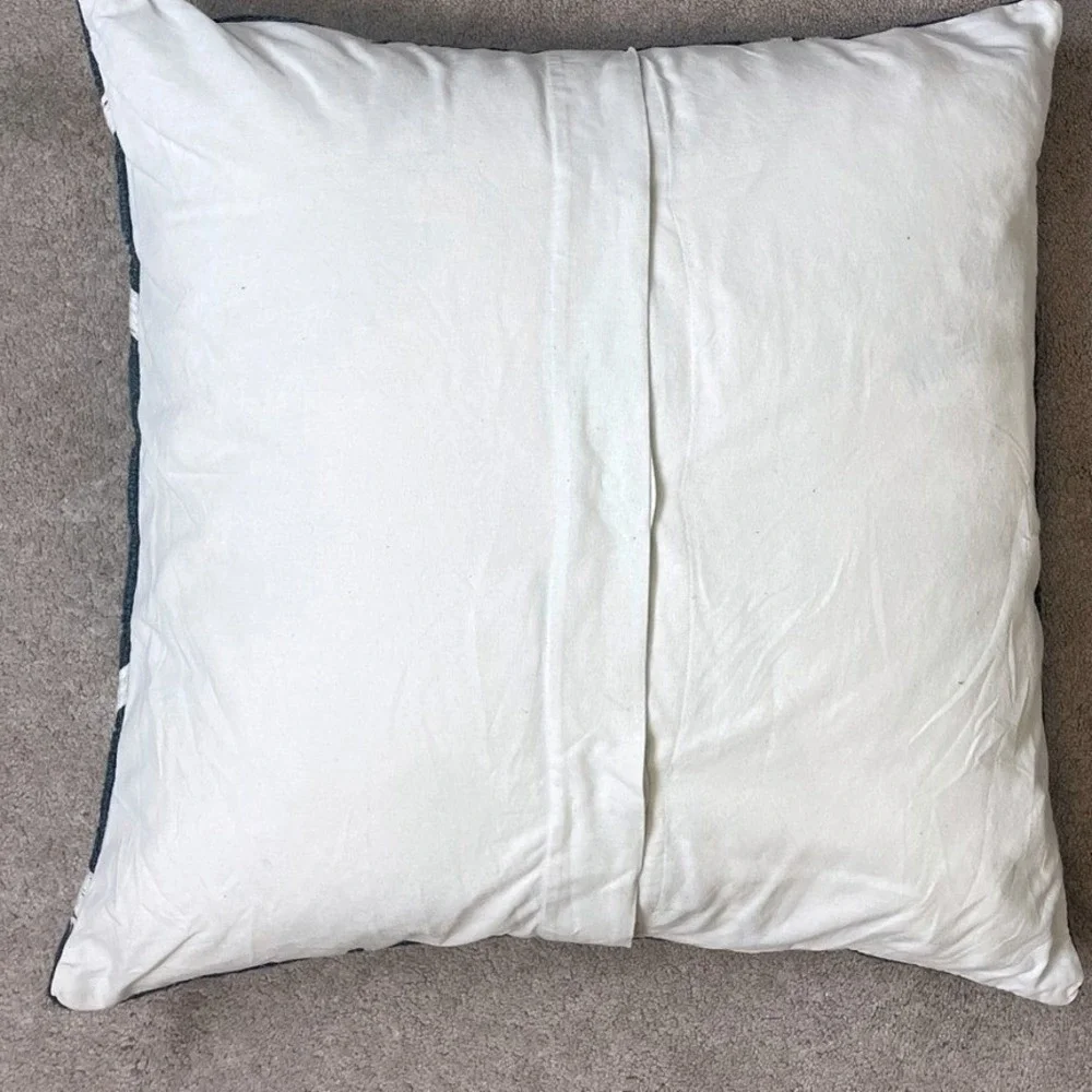 Set of 2 Pottery Barn Embroidered Pillow Covers w/ inserts Blue Grey‎ 18x18